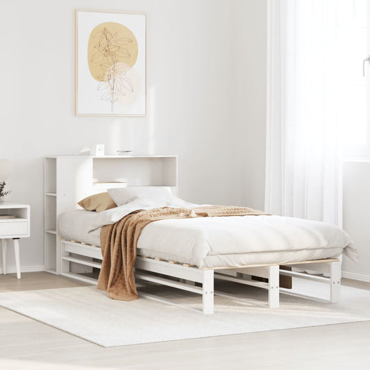 vidaXL Κρεβάτι Βιβλιοθήκη Χωρίς Στρώμα Λευκό 75x190 εκ Μασίφ Πεύκο