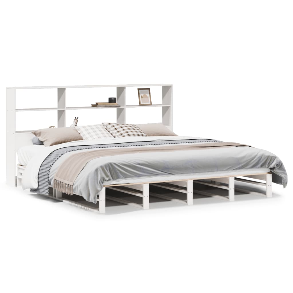 vidaXL Κρεβάτι Βιβλιοθήκη Χωρίς Στρώμα Λευκό 180x200 εκ Μασίφ Ξύλο