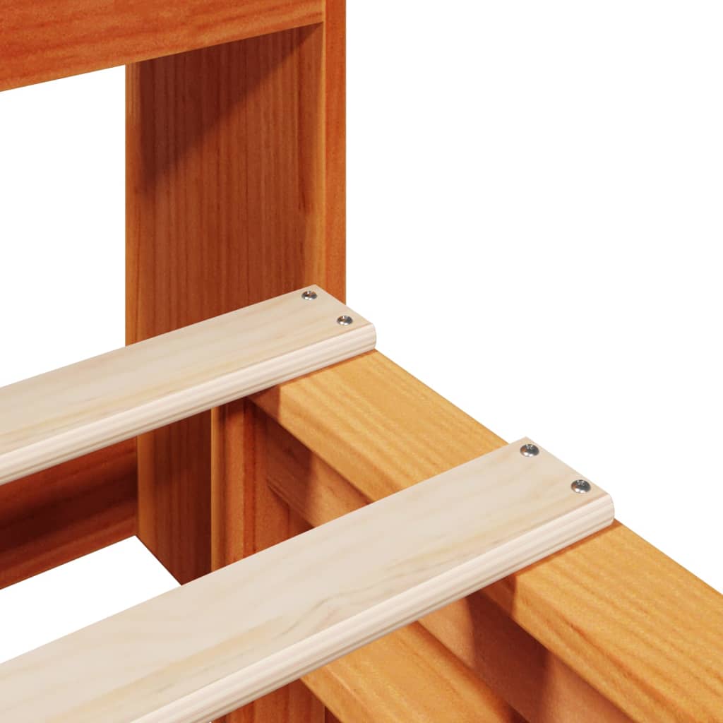 vidaXL Κρεβάτι Βιβλιοθήκη Χωρίς Στρώμα Καφέ 180x200 εκ Μασίφ Πεύκο