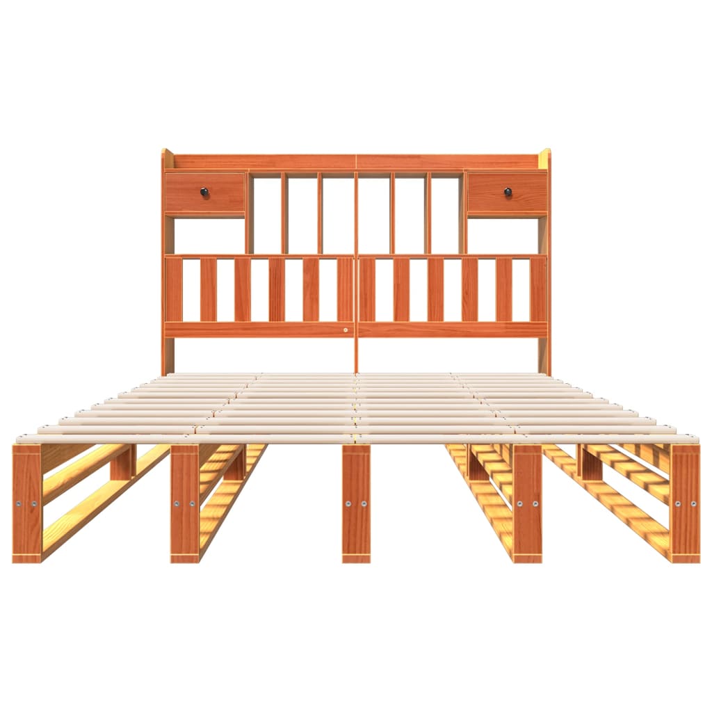 vidaXL Κρεβάτι Βιβλιοθήκη Χωρίς Στρώμα 150x200 εκ Μασίφ Ξύλο Πεύκου