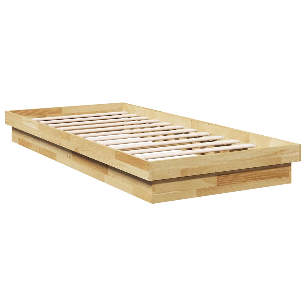 vidaXL Πλαίσιο κρεβατιού χωρίς στρώμα 75x190 cm Στερεό ξύλο δρυός