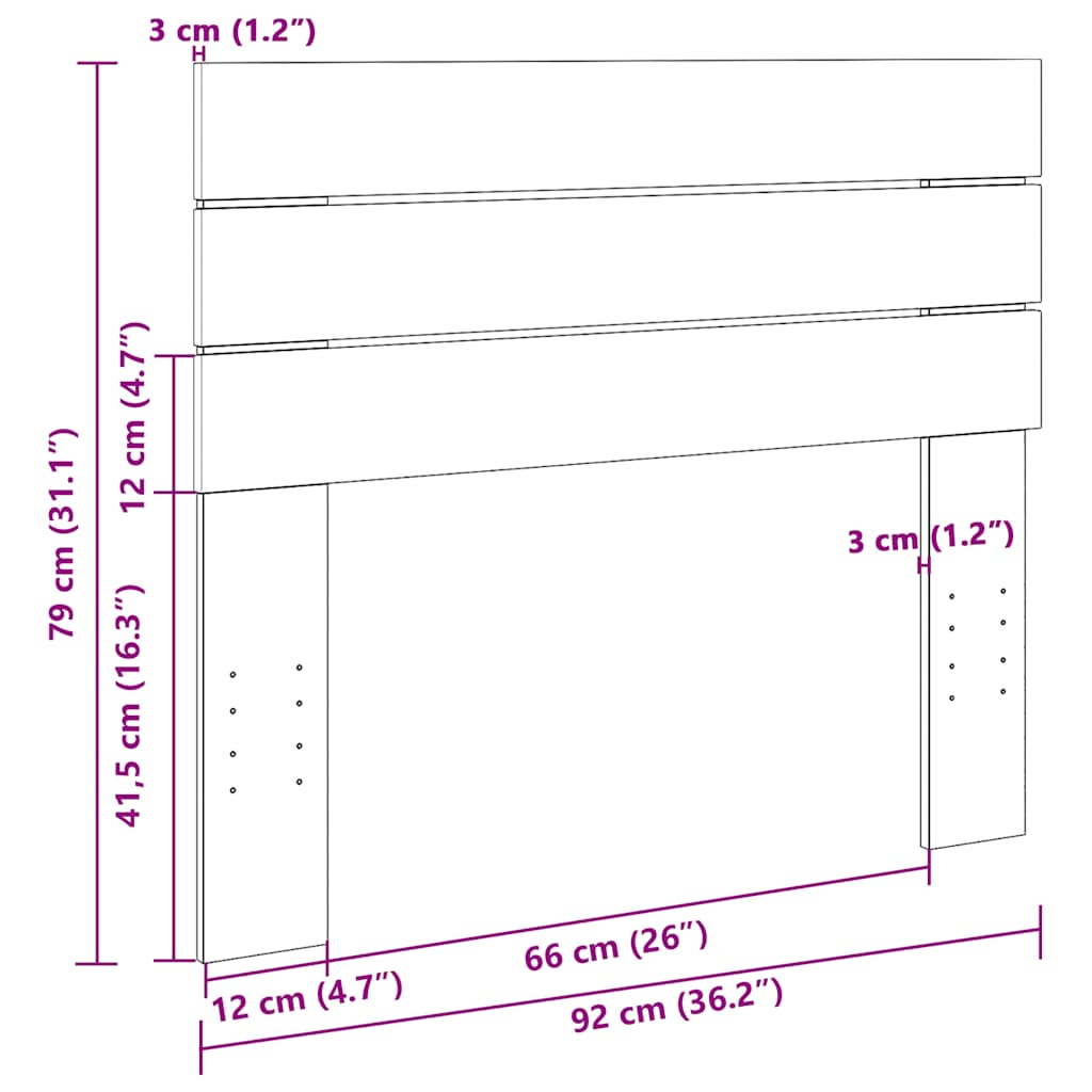 vidaXL κεφαλάρι 90 cm μασίφ ξύλο δρυς