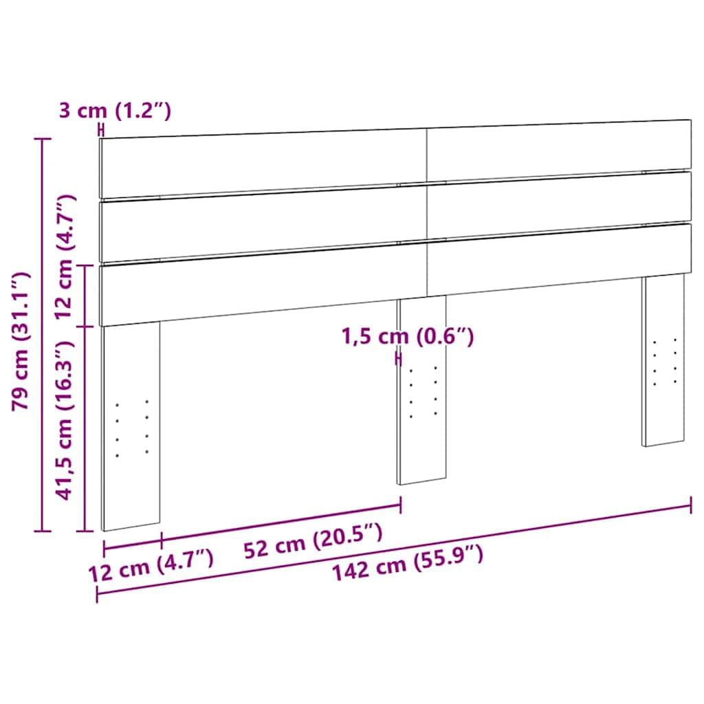 vidaXL Κεφαλάρι από Μασίφ Ξύλο Δρυς 140 εκ.