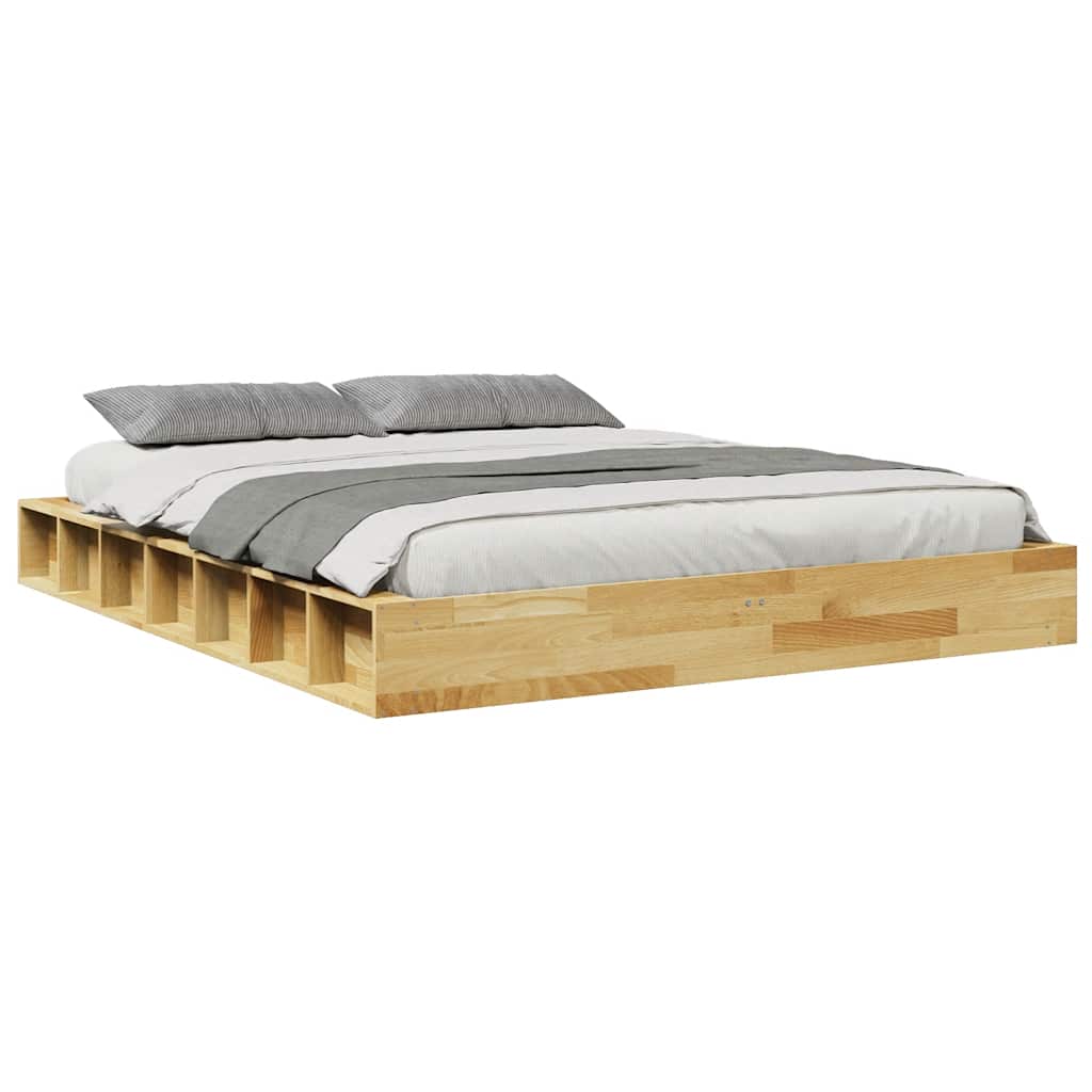 vidaXL Πλαίσιο κρεβατιού χωρίς στρώμα 140x200 cm μασίφ ξύλο δρυς
