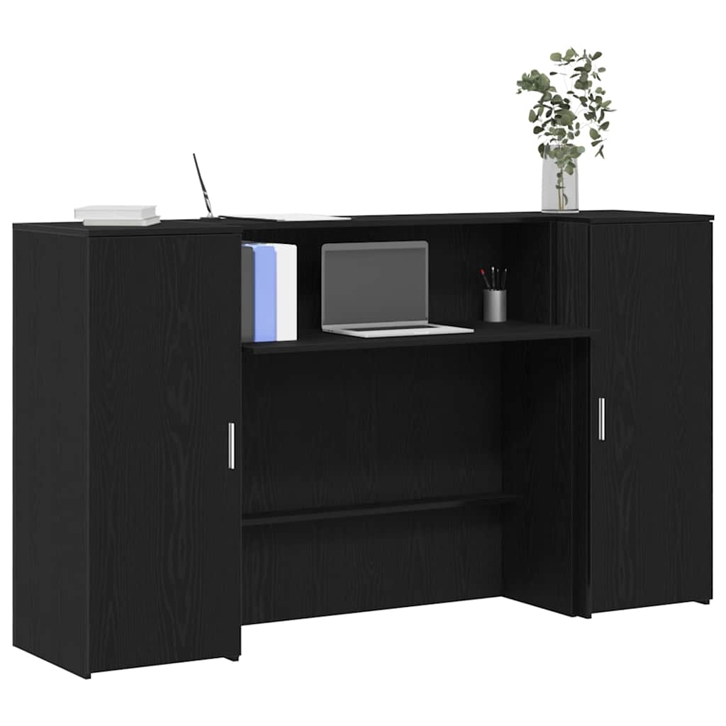 vidaXL Γραφείο Υποδοχής Μαύρη Δρυς 180x50x103,5 εκ. από Τεχνητό Ξύλο