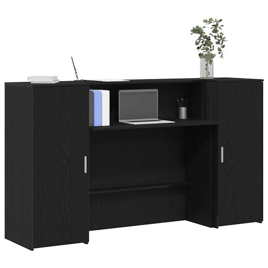 vidaXL Γραφείο Υποδοχής Μαύρη Δρυς 180x50x103,5 εκ. από Τεχνητό Ξύλο