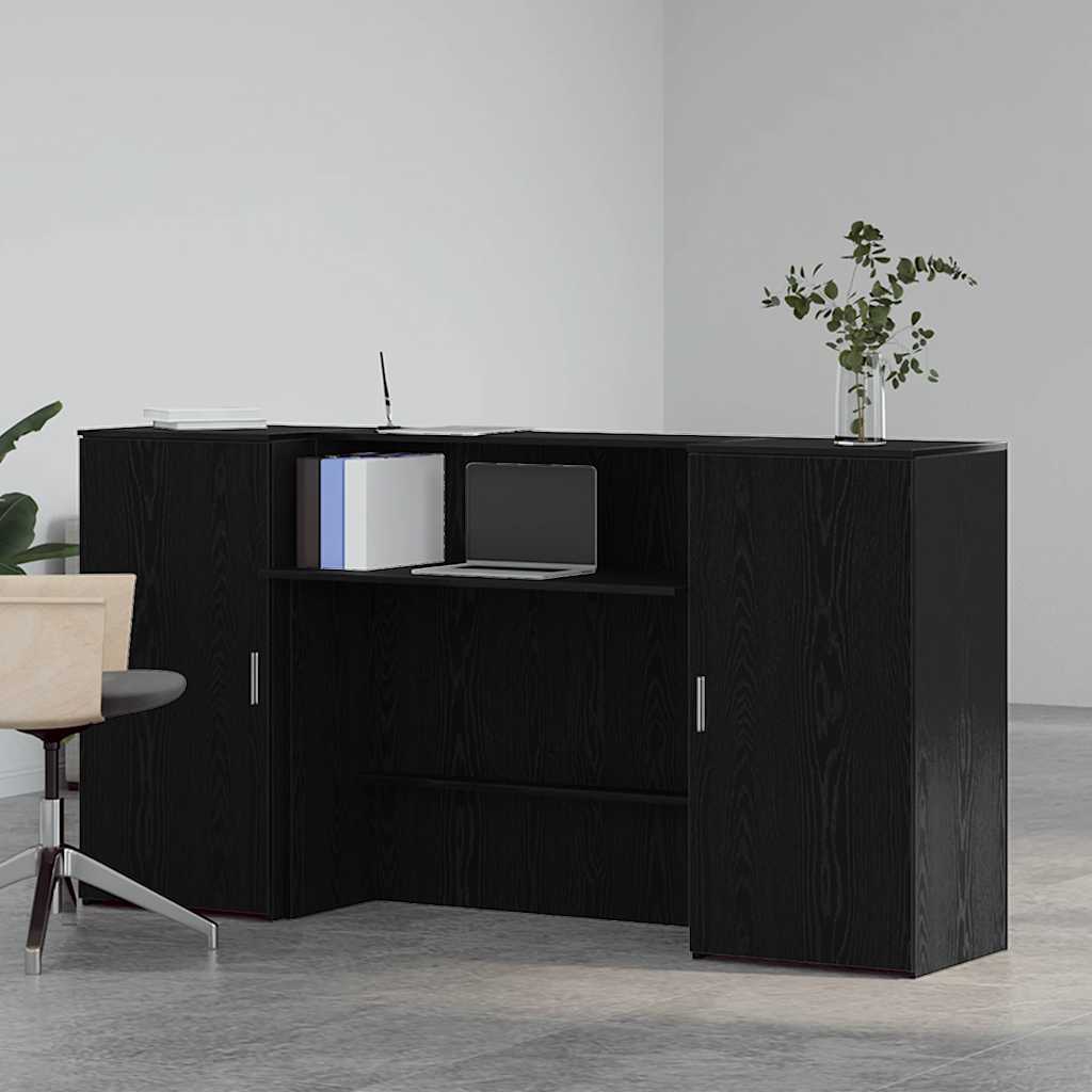 vidaXL Γραφείο υποδοχής Μαύρο Δρυς 200x50x103,5 εκ. Επεξεργασμένο Ξύλο
