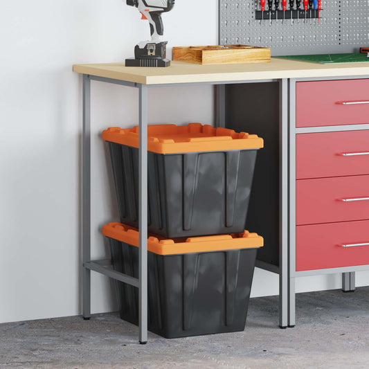 vidaXL Γωνιακό τραπέζι Γκρι 55 x 55 x 85 cm Χάλυβας και Μηχανικά Ξύλα