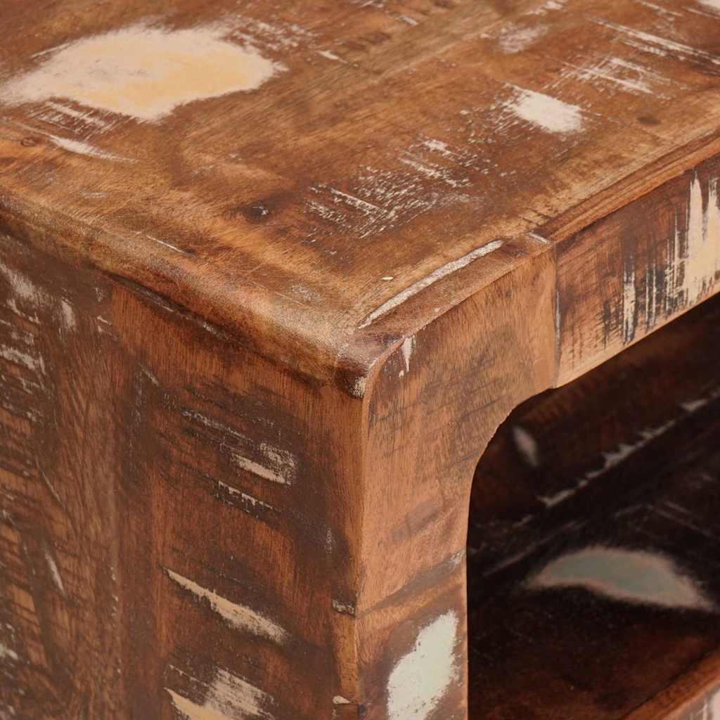 vidaXL Τραπέζια άκρης με ράφι Πολύχρωμο Μασίφ ανακυκλωμένο ξύλο