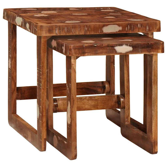 vidaXL Ένθετα τραπέζια 2 pcs 46 x 46 x 45 εκ. Στερεό Ανακτηθέν Ξύλο