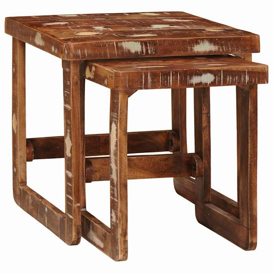 vidaXL Ένθετα τραπέζια 2 pcs 46 x 46 x 45 εκ. Στερεό Ανακτηθέν Ξύλο