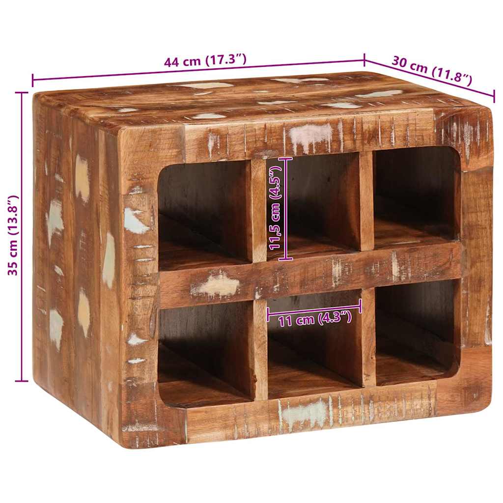 vidaXL Ράφι Κρασιού Καφέ 44 x 30 x 35 εκ. Στερεό ανακτημένο ξύλο