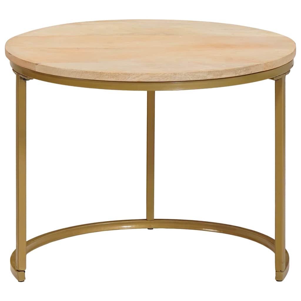 vidaXL Τραπεζάκια Καφέ Στερεών 3 pcs Μασίφ ξύλο μάνγκο και χάλυβας