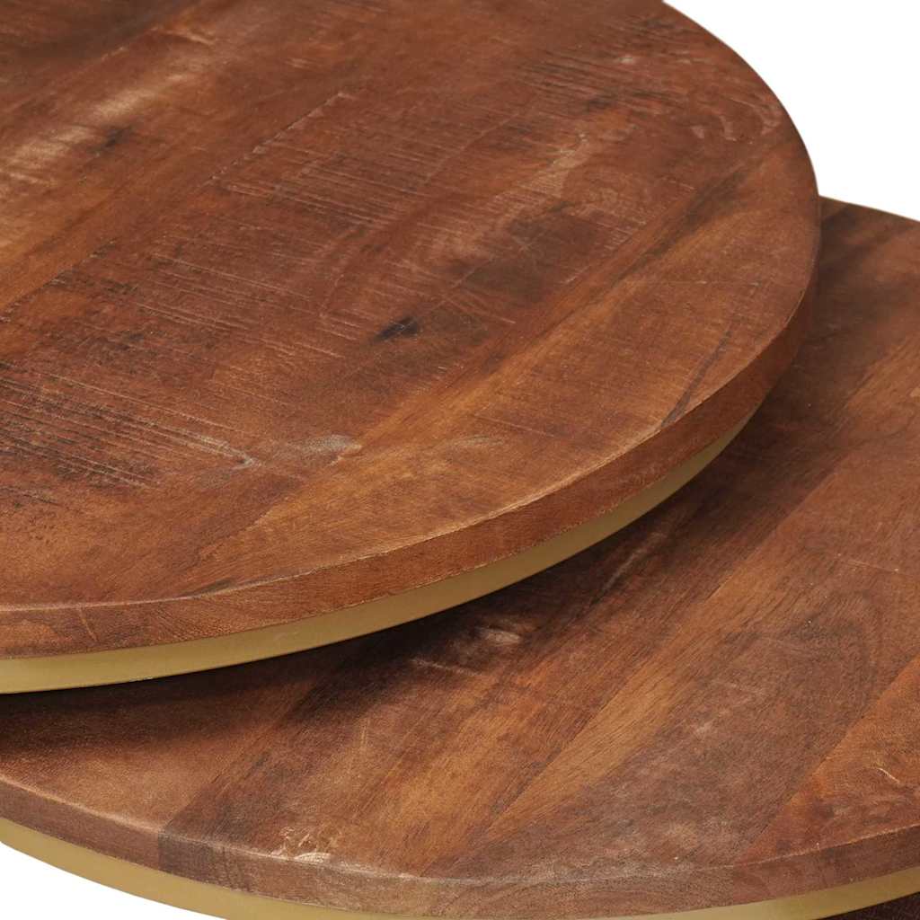 vidaXL Τραπεζάκια Καφέ Στερεών 3 pcs Μασίφ ξύλο μάνγκο και χάλυβας