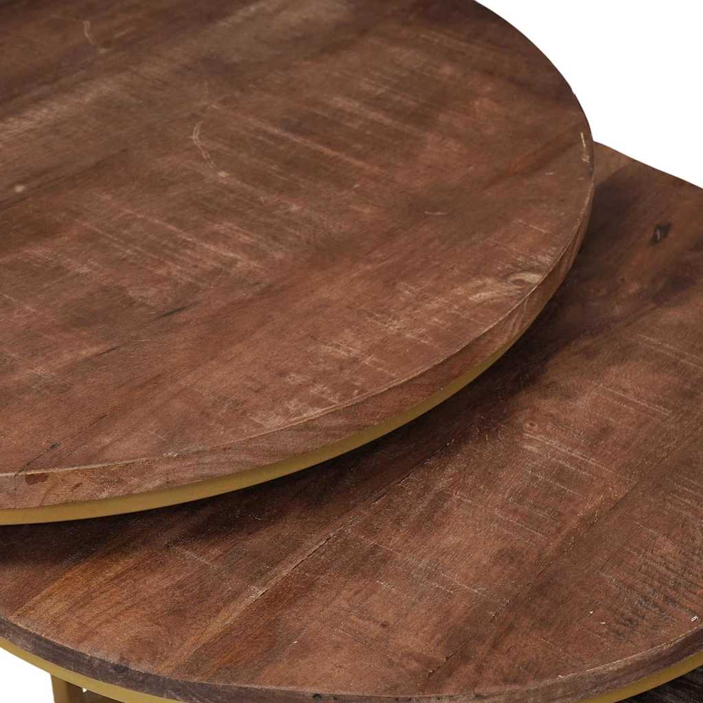 vidaXL Τραπεζάκια Καφέ Στερεών 3 pcs Μασίφ ξύλο μάνγκο και χάλυβας