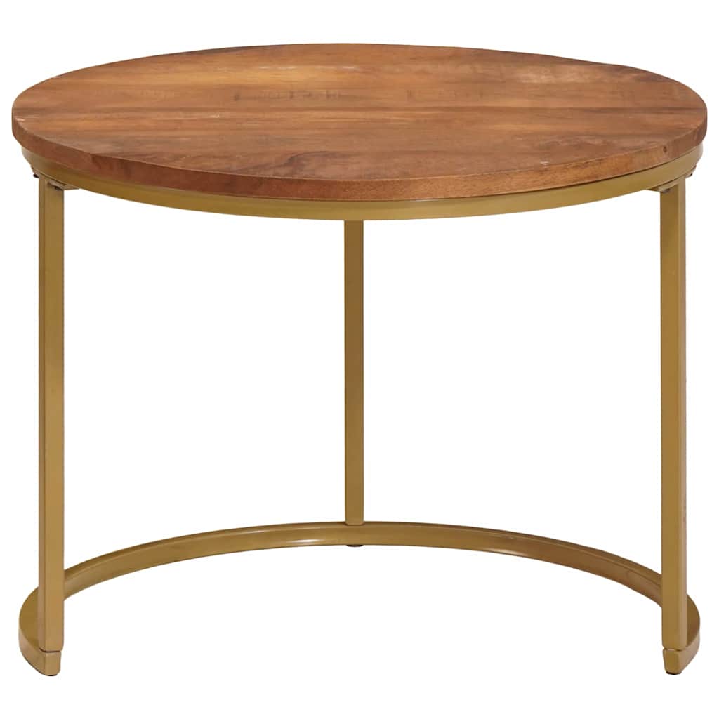 vidaXL Τραπεζάκια Καφέ Στερεών 3 pcs Μασίφ ξύλο μάνγκο και χάλυβας