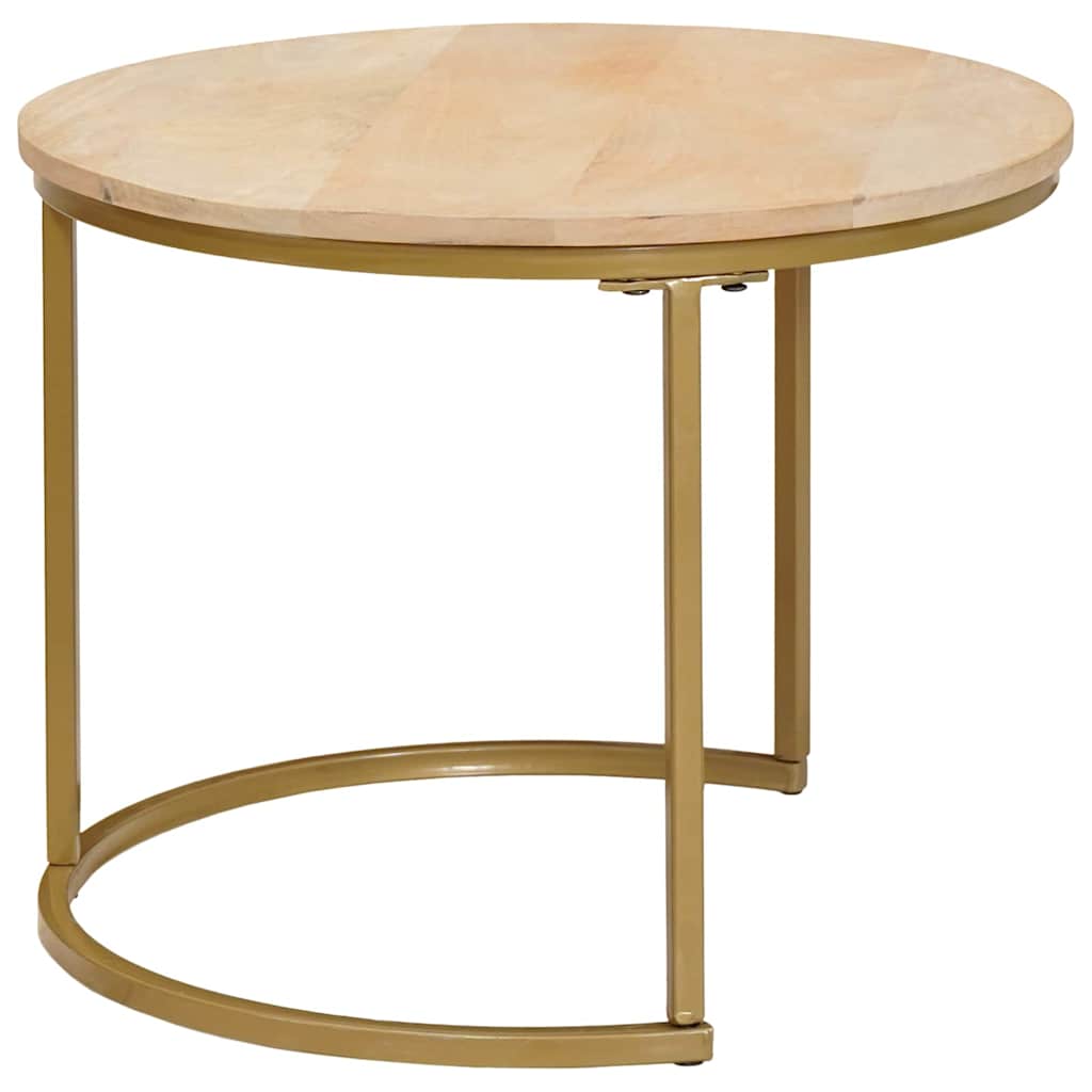 vidaXL Τραπεζάκια Καφέ Στερεών 2 pcs Μασίφ ξύλο μάνγκο και χάλυβας