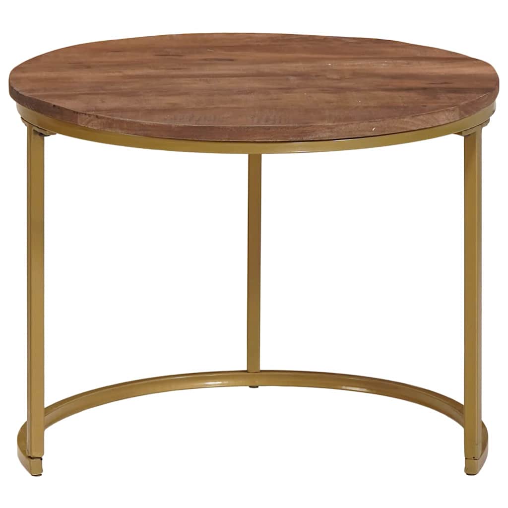 vidaXL Τραπεζάκια Καφέ Στερεών 2 pcs Μασίφ ξύλο μάνγκο και χάλυβας