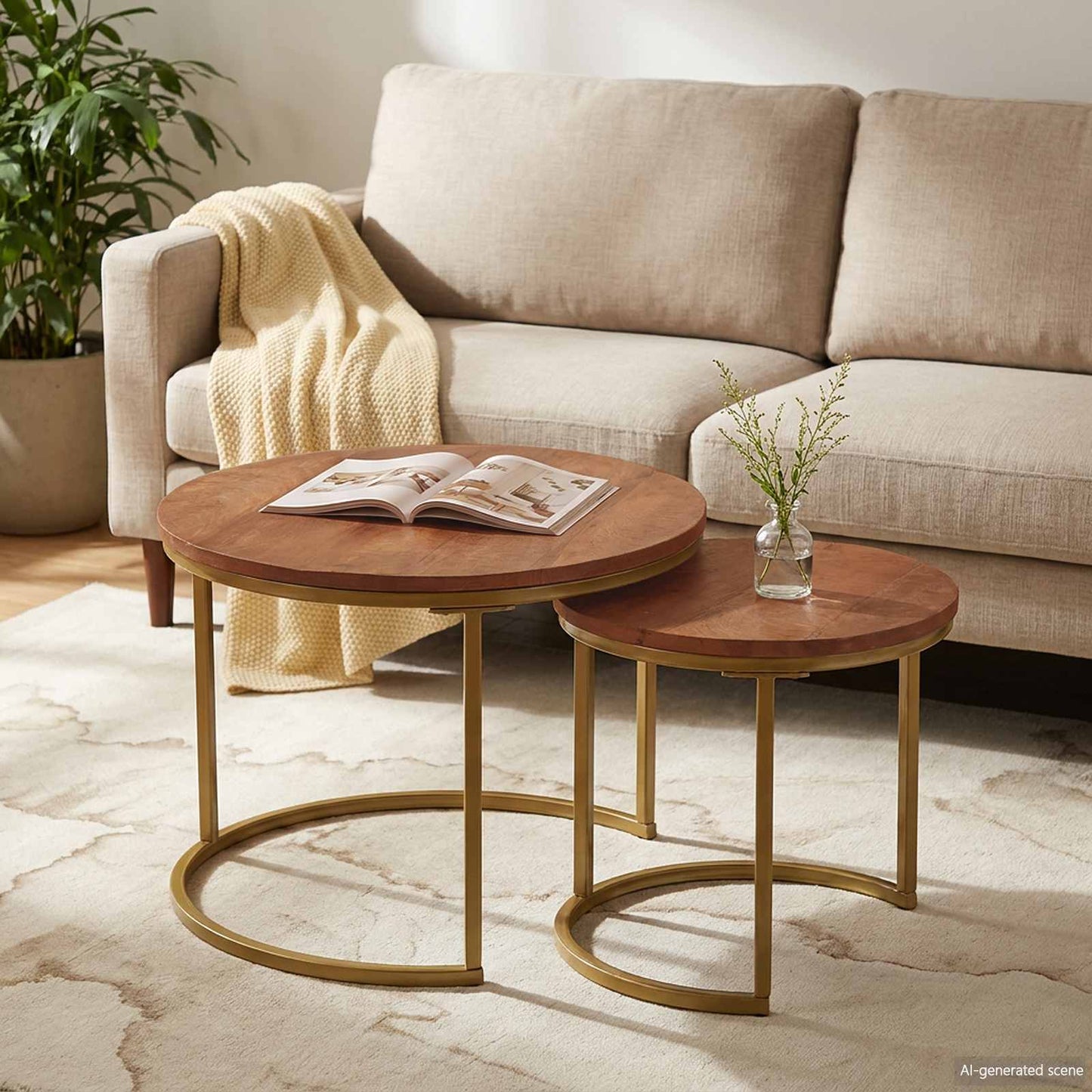 vidaXL Τραπεζάκια Καφέ Στερεών 2 τμχ. Μέλι Καφέ 50 x 50 x 40 cm