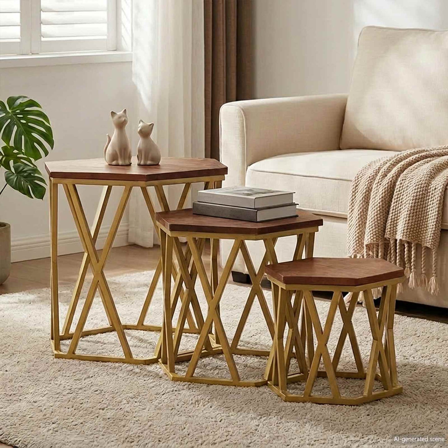 vidaXL Τραπεζάκια Σαλονιού Καφέ 55 x 55 x 50 εκ. Στερεό ξύλο μάνγκο