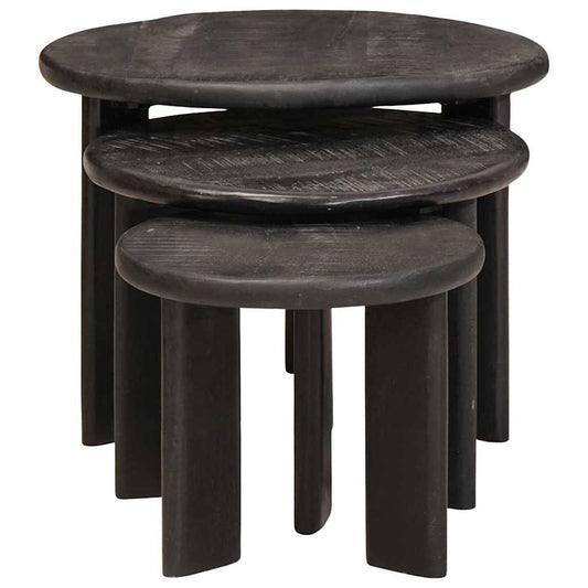 vidaXL Τραπεζάκια Καφέ Στερεών 3 pcs Λευκό Στερεό ξύλο μάνγκο