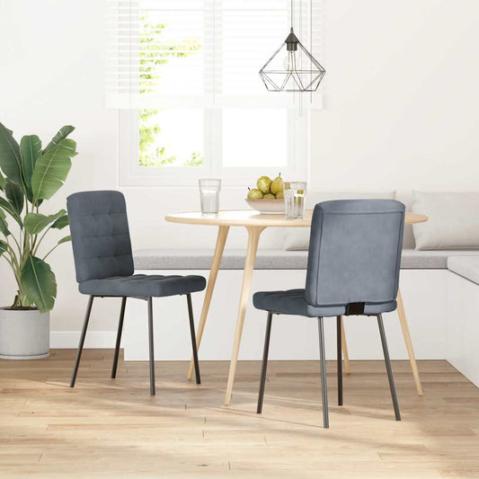 vidaXL Καρέκλες Τραπεζαρίας 2 τεμ. Σκούρο Γκρι Βελούδινες