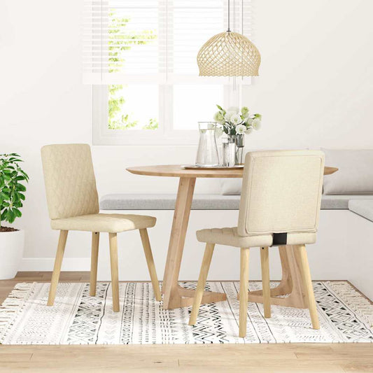 vidaXL Καρέκλες Τραπεζαρίας 2 τεμ. Κρεμ Υφασμάτινες