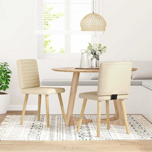 vidaXL Καρέκλες Τραπεζαρίας 2 τεμ. Κρεμ Υφασμάτινες