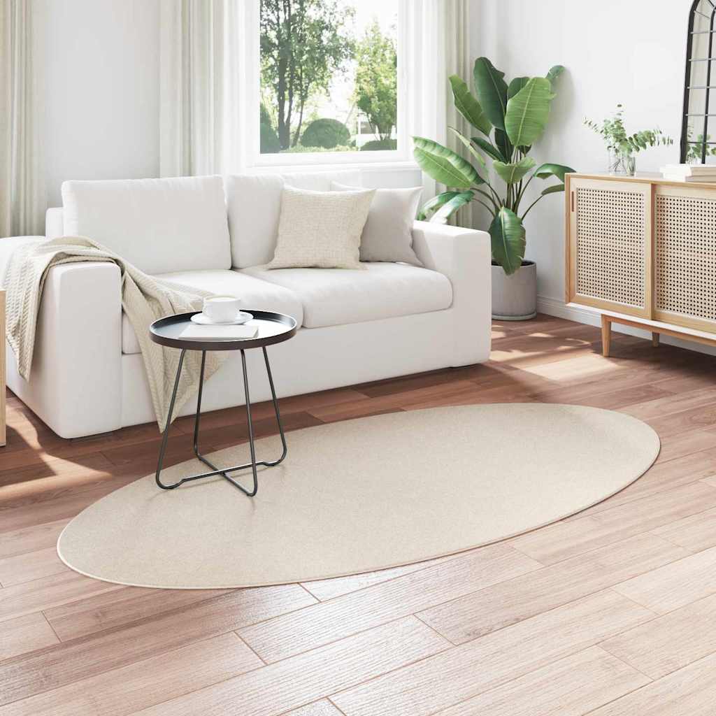 vidaXL Χαλιά χώρου Ωοειδής HUARTE Μπεζ 100 x 200 cm 100% Πολυεστέρας