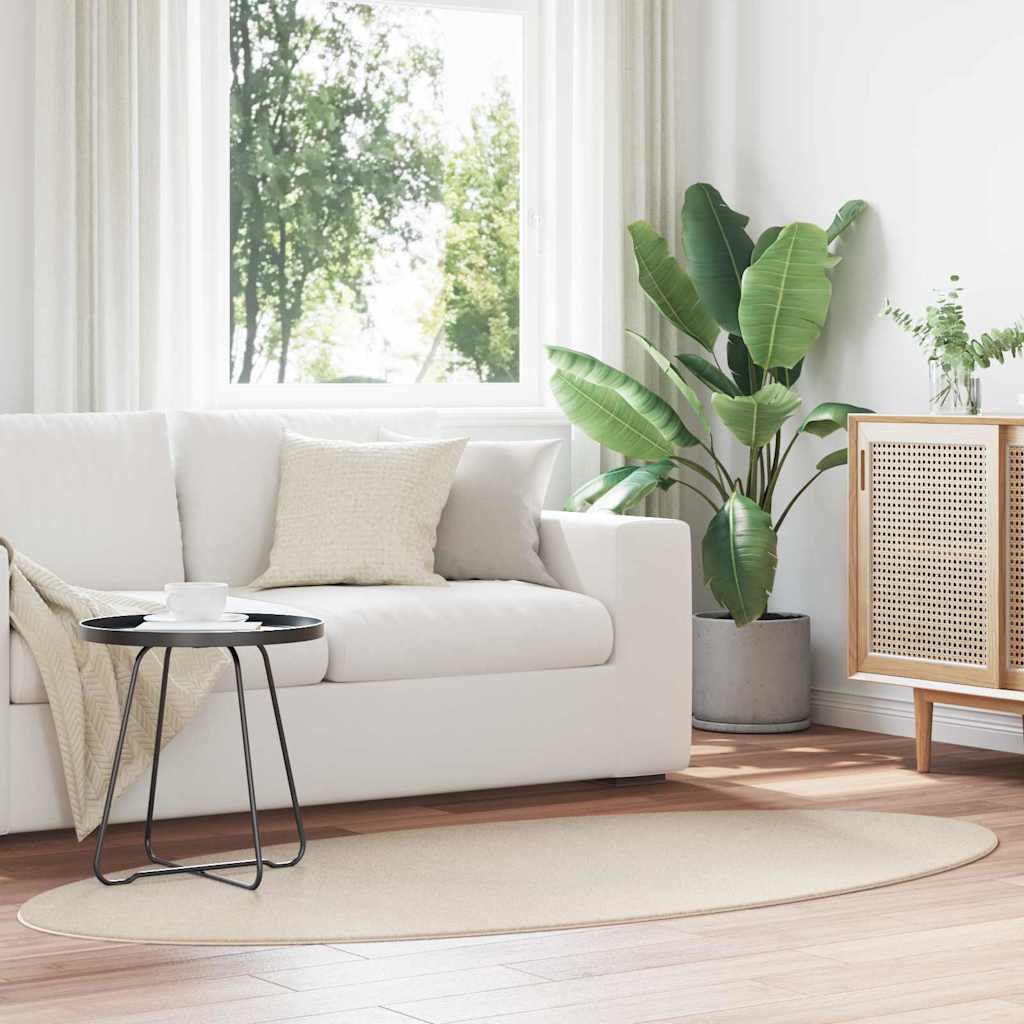 vidaXL Χαλιά χώρου Ωοειδής HUARTE Μπεζ 170 x 120 εκ. 100% Πολυεστέρας