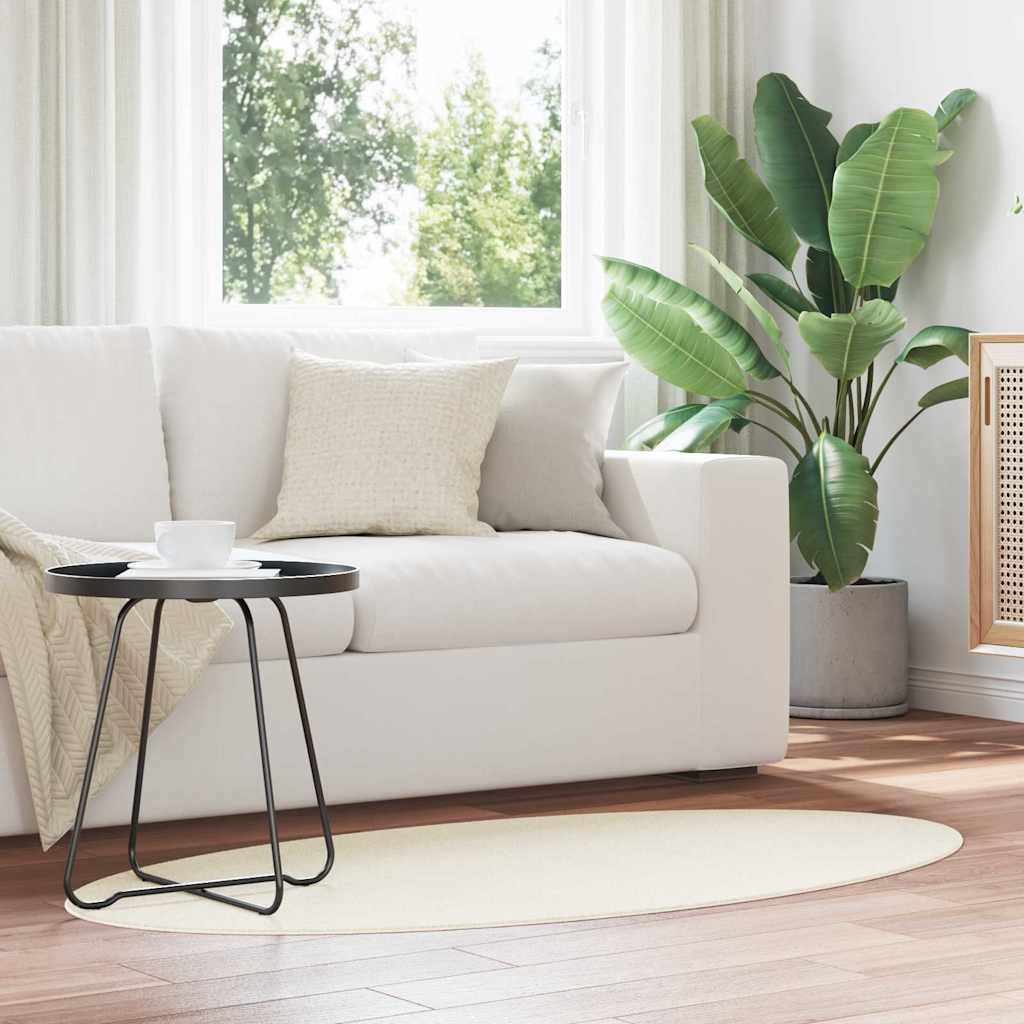 vidaXL Χαλιά χώρου Ωοειδής HUARTE Κρεμ 150 x 80 cm 100% Πολυεστέρας