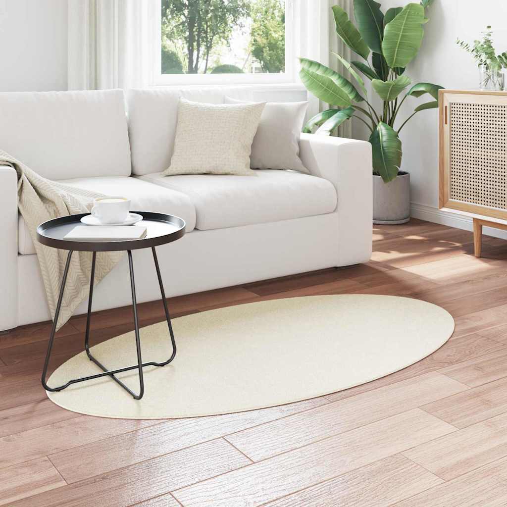 vidaXL Χαλιά χώρου Ωοειδής HUARTE Κρεμ 150 x 80 cm 100% Πολυεστέρας