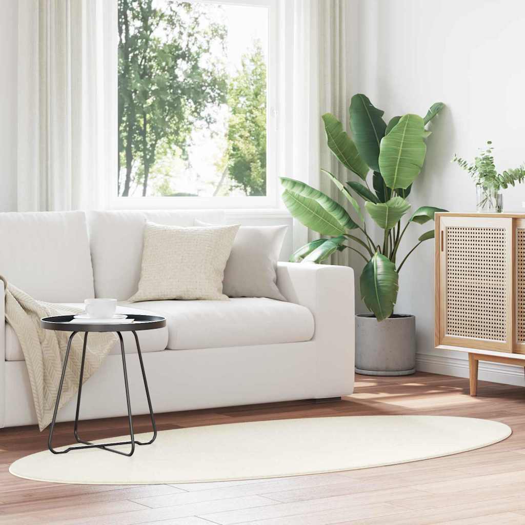 vidaXL Χαλιά χώρου Ωοειδής HUARTE Κρεμ 100 x 200 cm 100% Πολυεστέρας