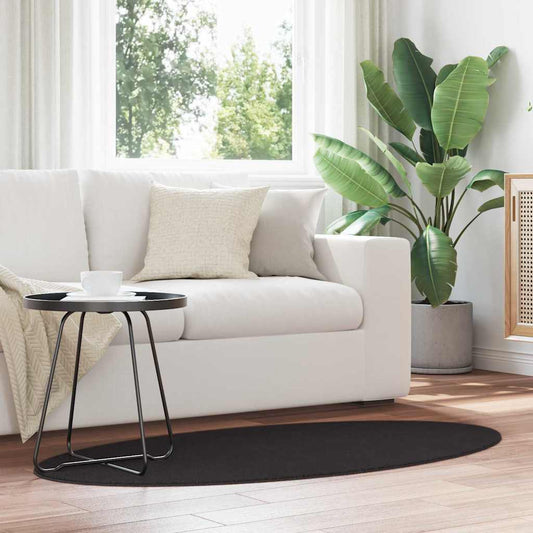 vidaXL Χαλιά χώρου Ωοειδής HUARTE Μαύρο 80 x 150 cm 100% Πολυεστέρας