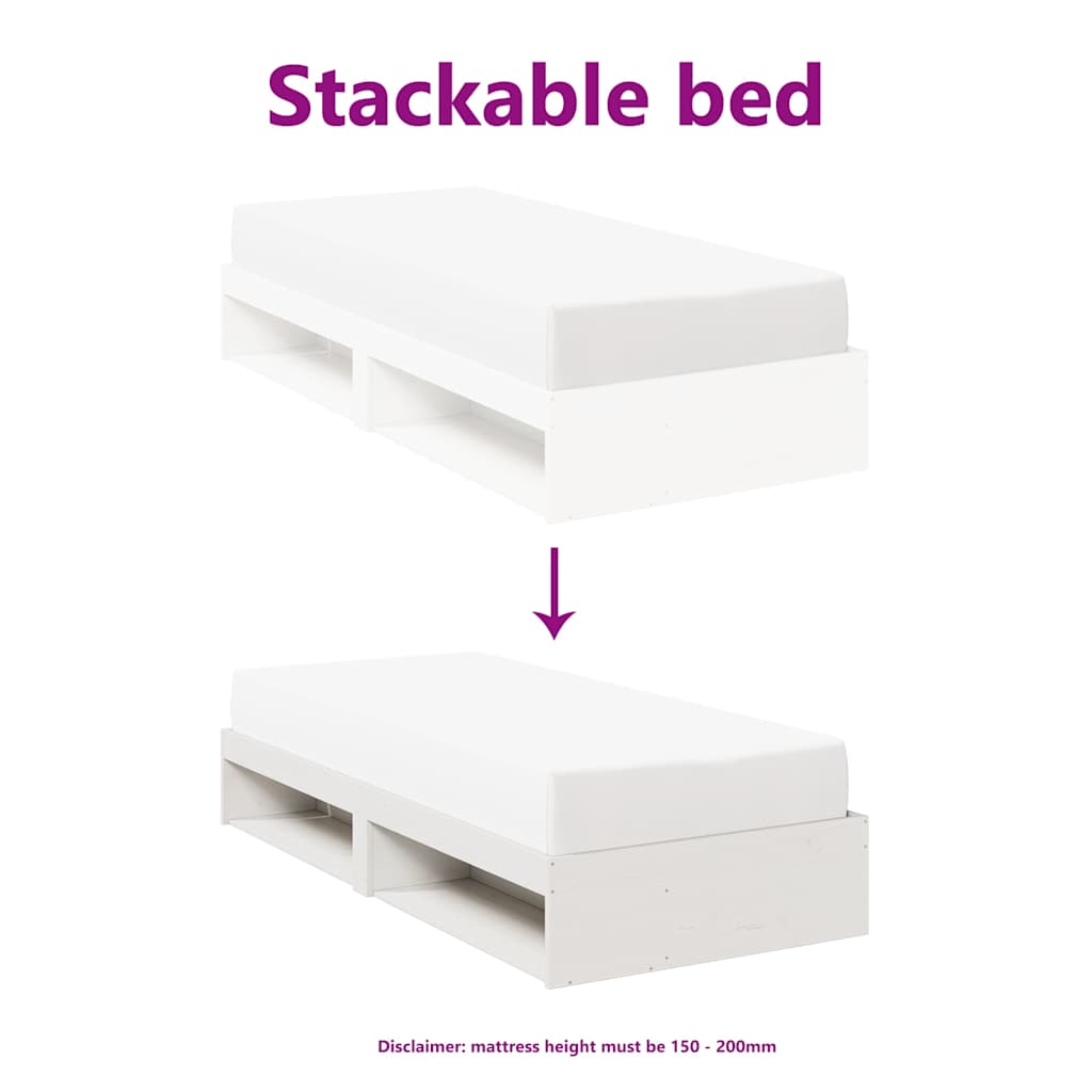 vidaXL Κρεβάτι ημέρας χωρίς στρώμα Λευκό 75x190 cm Στερεό ξύλο πεύκο