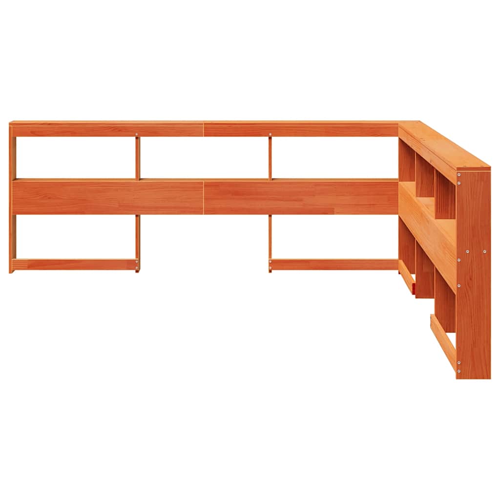 vidaXL βιβλιοθήκη κεφαλάρι σε σχήμα L Καφέ Κεριού 180 εκ. Ξύλο Πεύκου