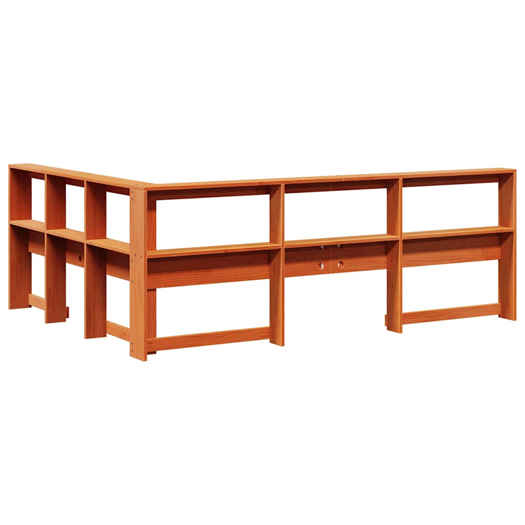 vidaXL βιβλιοθήκη κεφαλάρι σε σχήμα L Καφέ Κεριού 150 εκ. Ξύλο Πεύκου