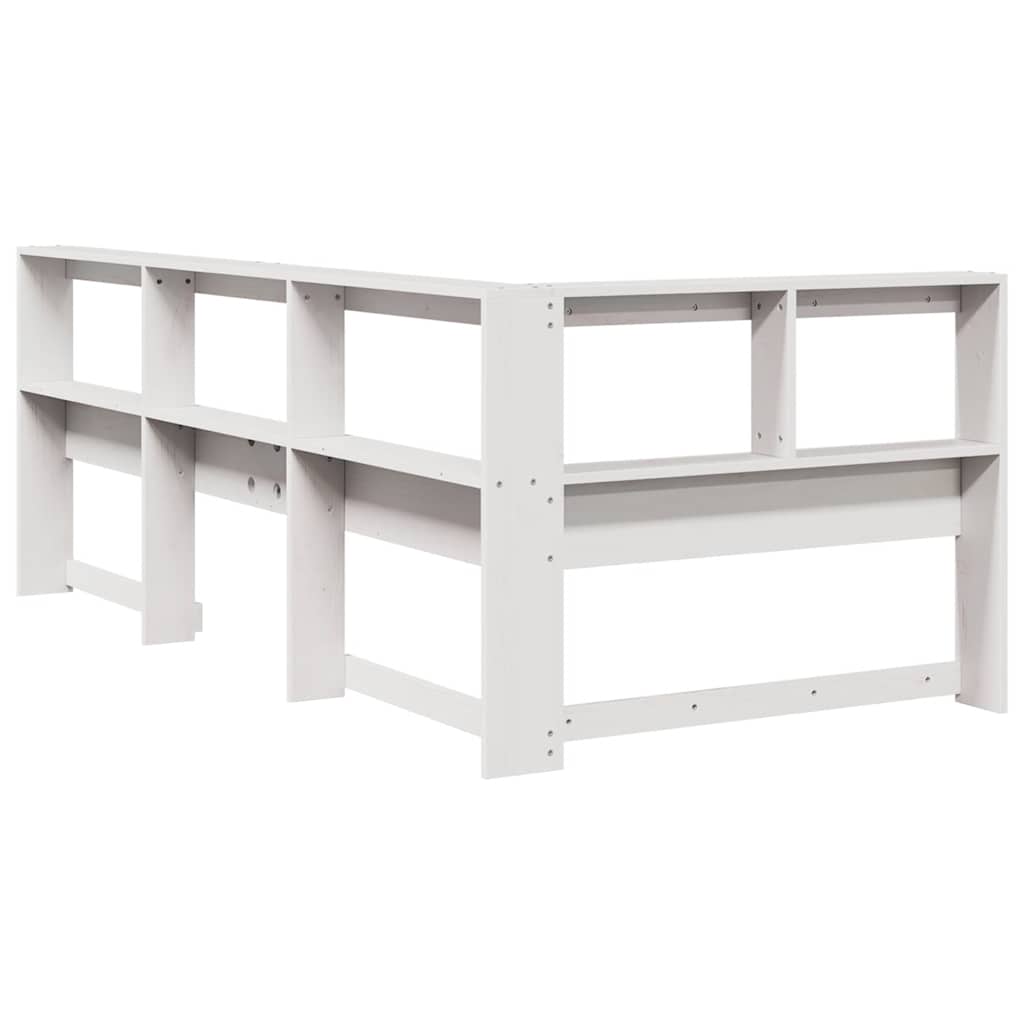 vidaXL βιβλιοθήκη κεφαλάρι σε σχήμα L Λευκό 90 εκ. Ξύλο Πεύκου