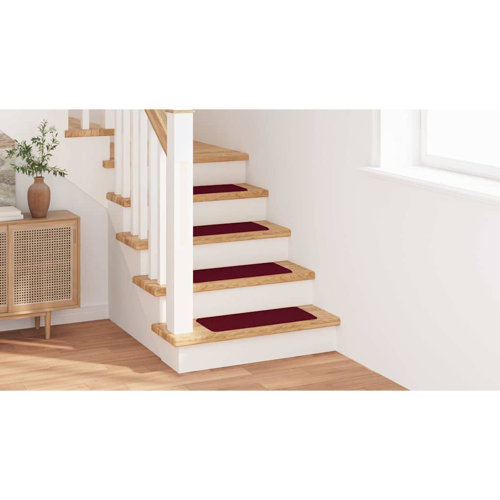 vidaXL Χαλιά Σκαλοπατιών Αντιολισθητικά 15 pcs Μπορντό 60 x 25 cm PP