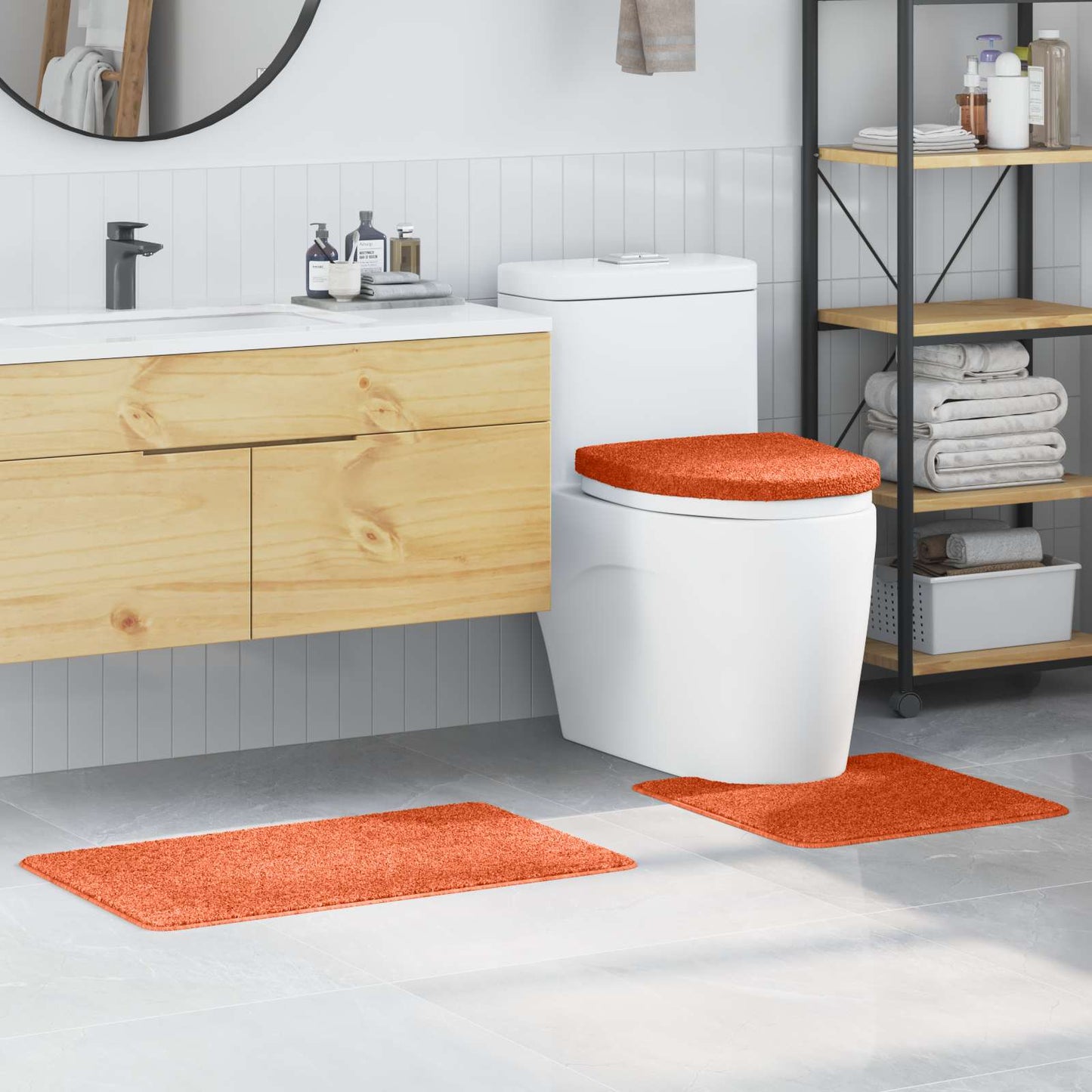 vidaXL Σετ Μάτ Μπάνιου Αντιολισθητικό 3 pcs Πορτοκαλί PP
