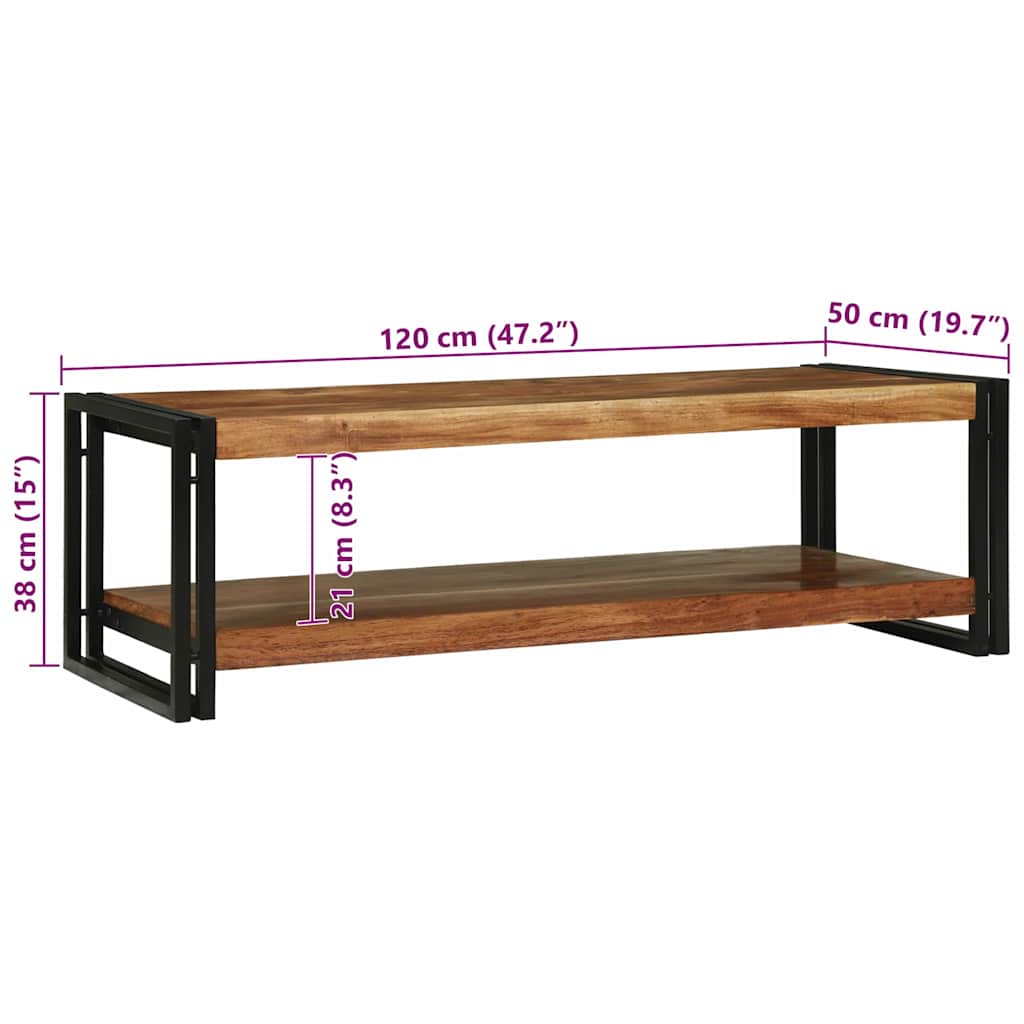vidaXL Τραπεζάκι σαλονιού Καφέ 120 x 50 x 38 εκ Μασίφ ξύλο ακακίας