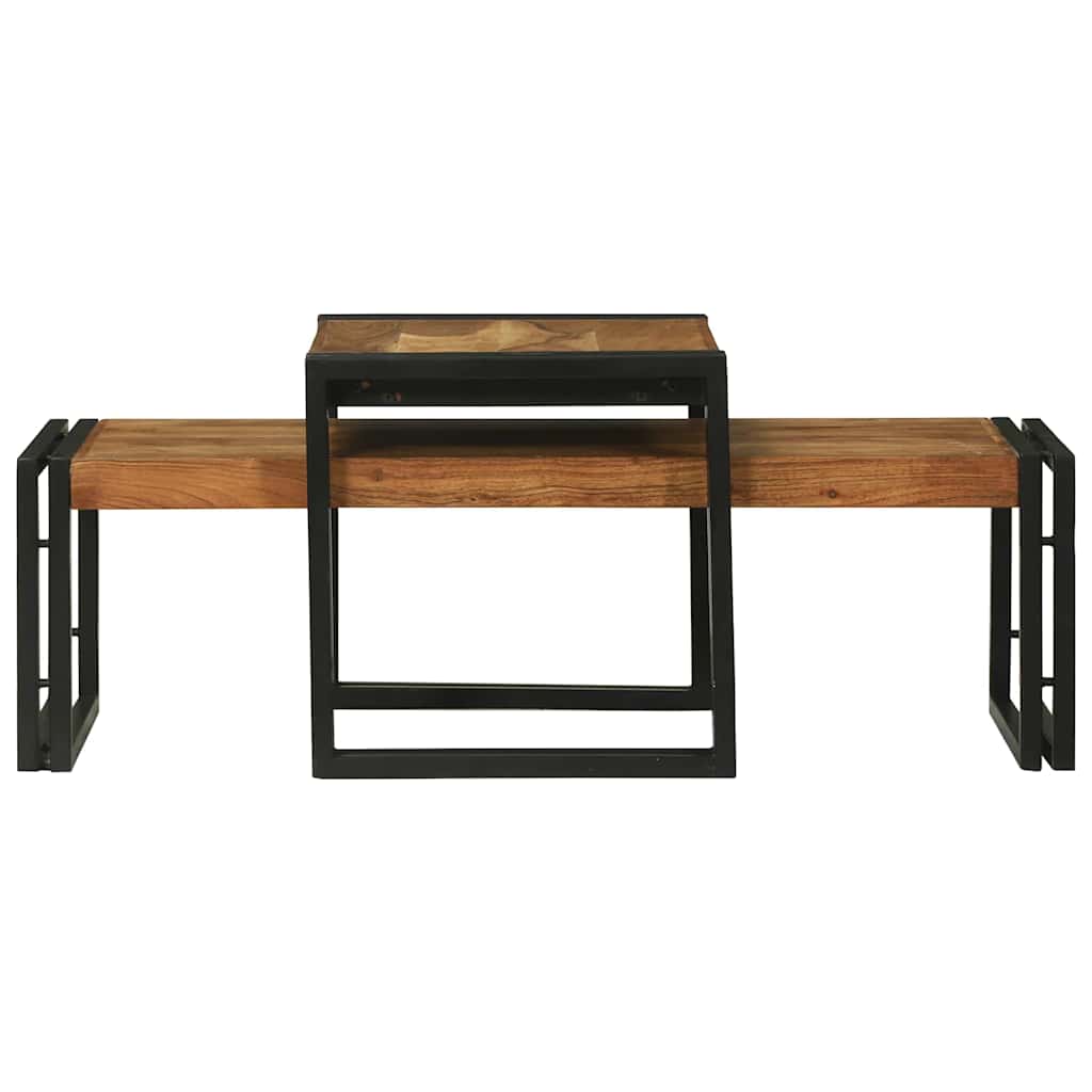 vidaXL Τραπεζάκι σαλονιού 2 pcs Καφέ Μασίφ ξύλο ακακίας