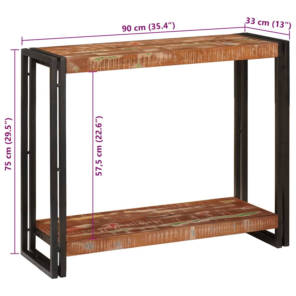 vidaXL Τραπέζι κονσόλας με ράφι 90 x 33 x 75 εκ Στερεό Ανακτηθέν Ξύλο