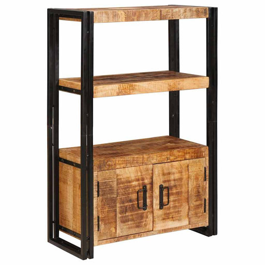 vidaXL Βιβλιοθήκη με Πόρτες Καφέ Στραντ Γυαλιστερό Μάνγκο και Μέταλλο