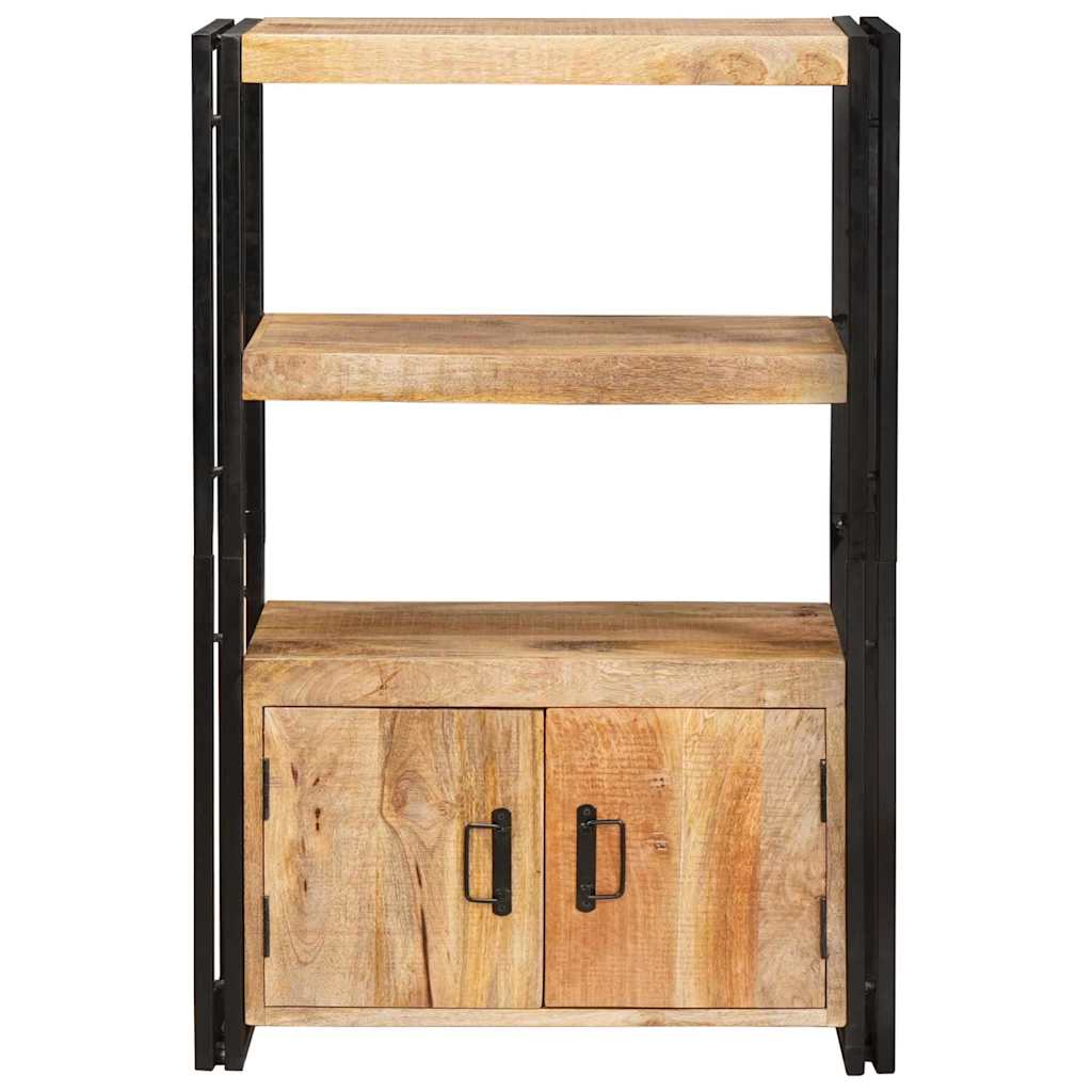 vidaXL Βιβλιοθήκη με Πόρτες Καφέ Στραντ Γυαλιστερό Μάνγκο και Μέταλλο