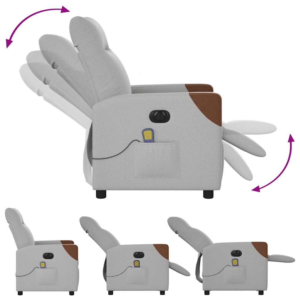 vidaXL Ηλεκτρική καρέκλα ανάκλισης μασάζ Ύφασμα Γκρι σύννεφο