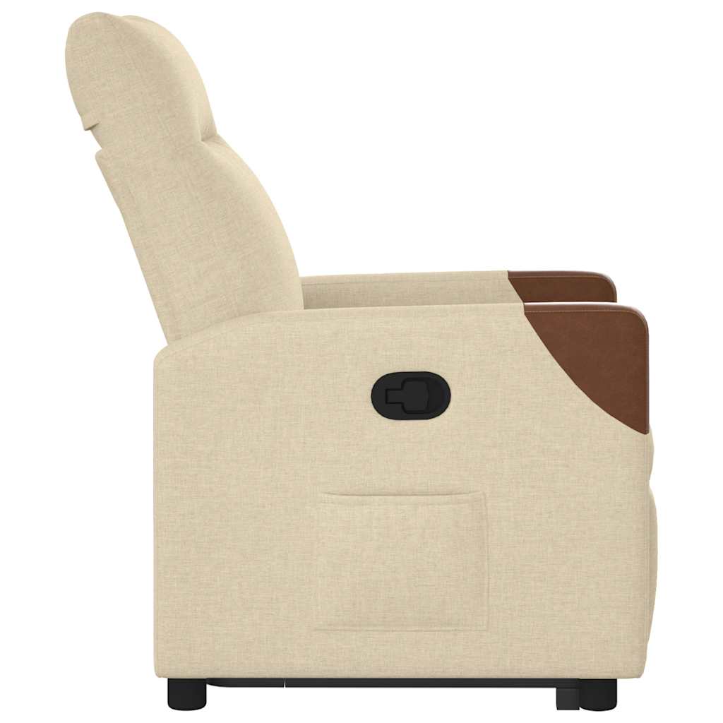 vidaXL Πολυθρόνα Ανακλινόμενη με Ανύψωση Κρεμ Υφασμάτινη