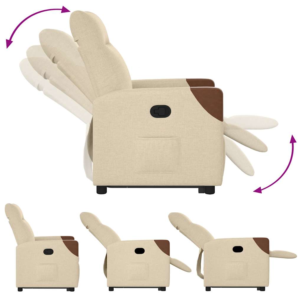 vidaXL Πολυθρόνα Ανακλινόμενη με Ανύψωση Κρεμ Υφασμάτινη