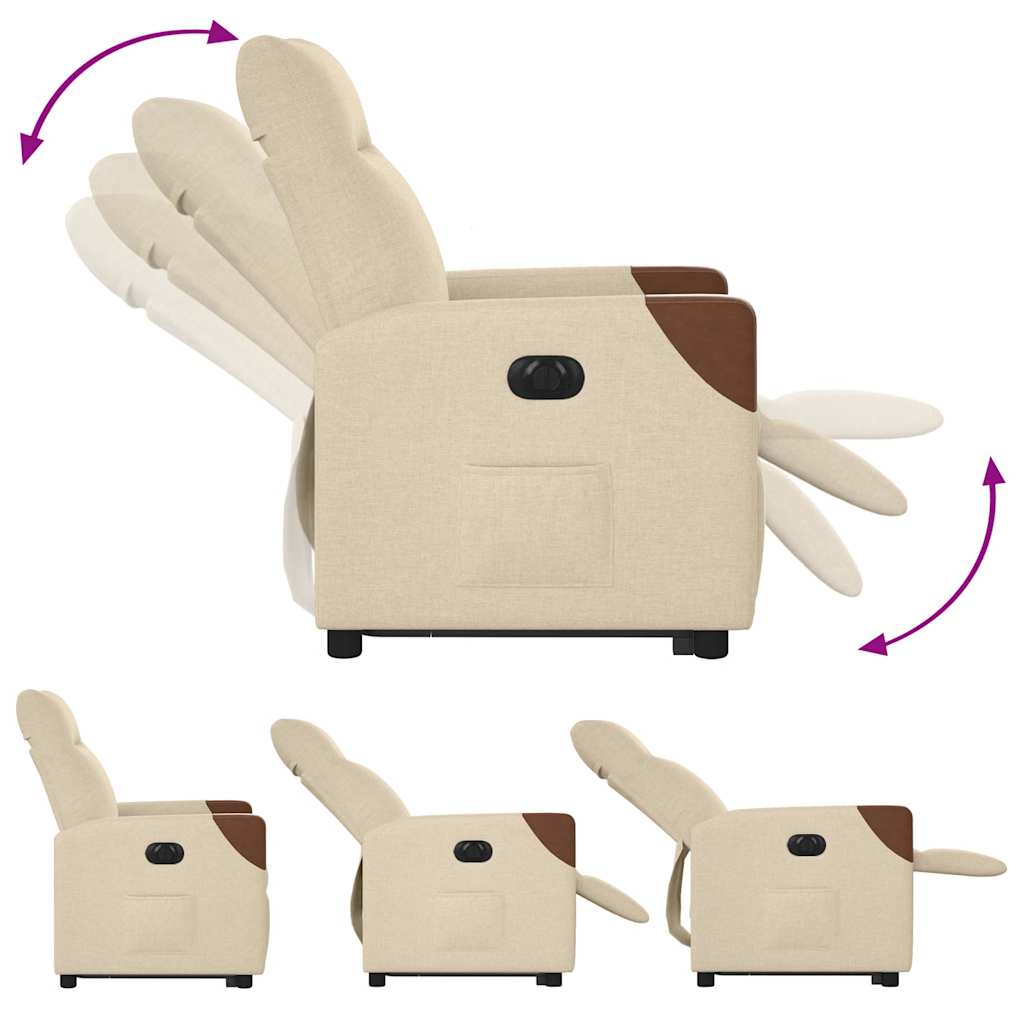 vidaXL Πολυθρόνα Ηλεκ. Ανακλινόμενη με Ανύψωση Κρεμ Υφασμάτινη