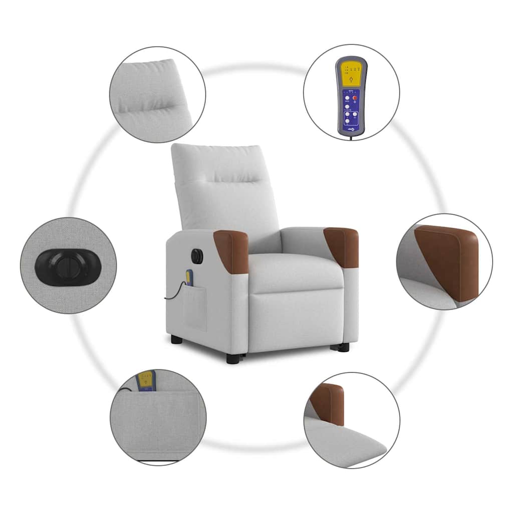 vidaXL Ηλεκτρική όρθια πολυθρόνα μασάζ Ύφασμα Γκρι σύννεφο